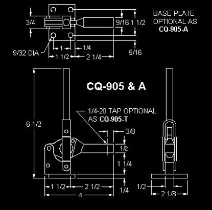 Wolverine Tool CQ-905A dimension drawing