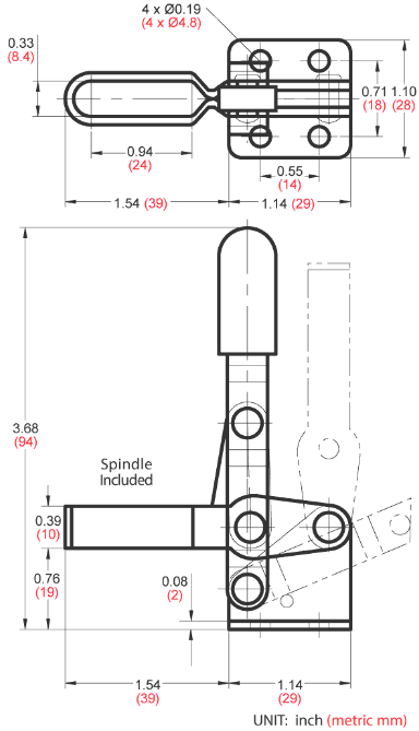 Good Hand GH-102-B dimension drawing