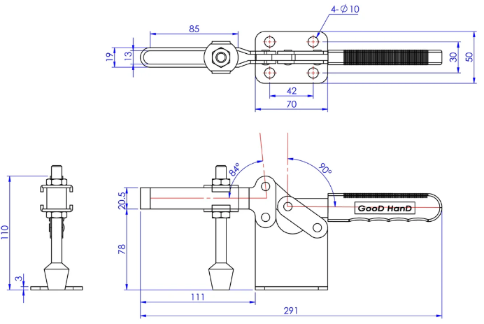 Good Hand GH-200-WLH dimension drawing