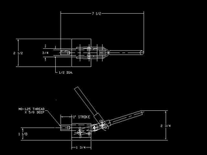 Wolverine Push Clamp No Load Lock Option Holding Capacity (lbs): 2500 Drilled/Tapped Hole: M8 x 1.25 Base: Flanged