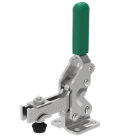 Carr Lane, Vertical Toggle Clamp, Clamping Force (lbf): 600, Open Arm, Flanged Base, Stainless Steel, Green Handle
